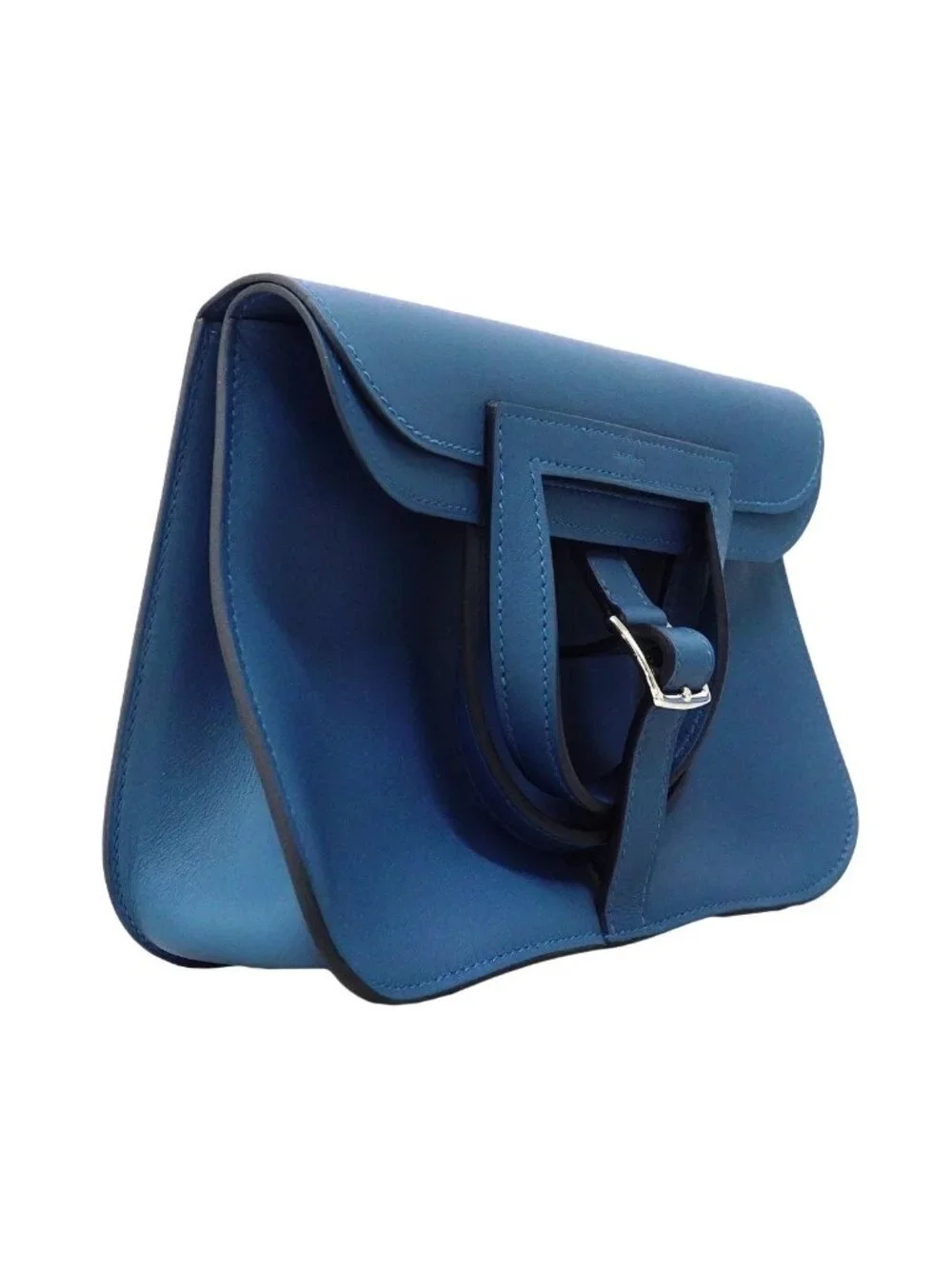 Hermes Handbag Halzan Mini Swift Blue Thailand Silver 2-Way Bag